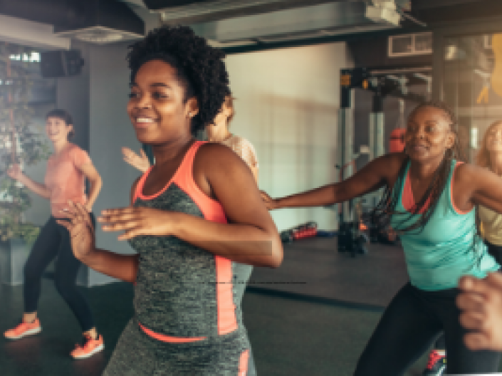 Women dancing in a studio