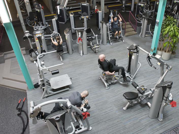 Trainers using new Hoist exercise equipment.