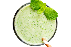 Green shake with mint on top