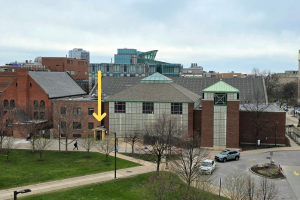 One to One Temporary Entrance with arrow pointing to it