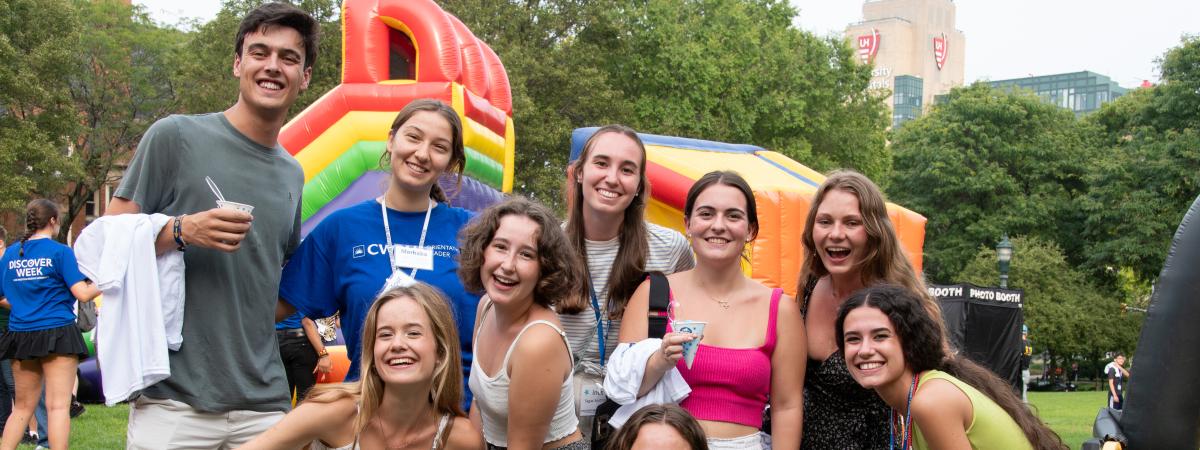 New students with orientation leader during Discover Week