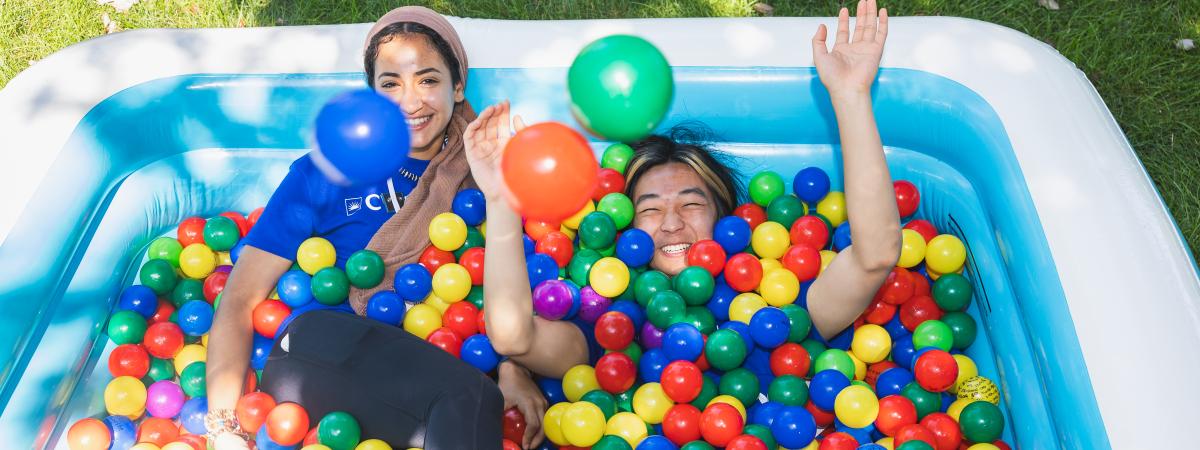 Orientation Leaders in ball pit