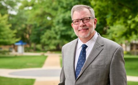 Photo of Case Western Reserve University President Eric Kaler outside on Case Quad