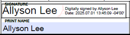 SIF Signature - Acceptable