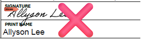 SIF Signature - Unacceptable X
