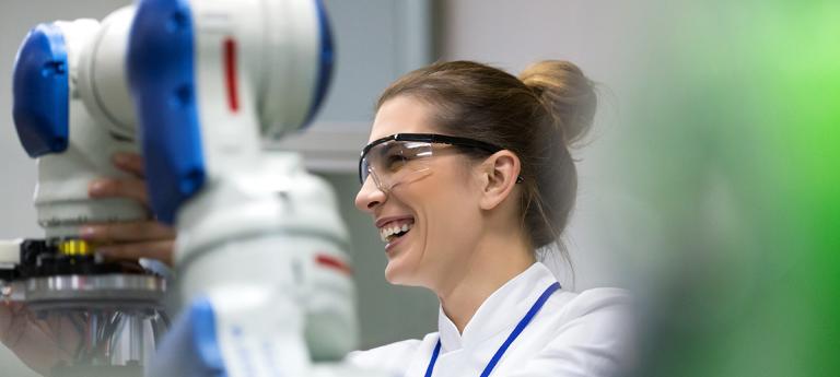 A Materials Science Engineering student working in a lab