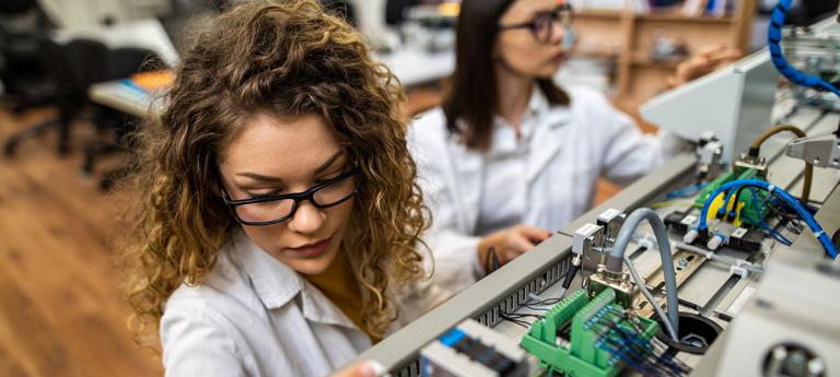 Students working in class