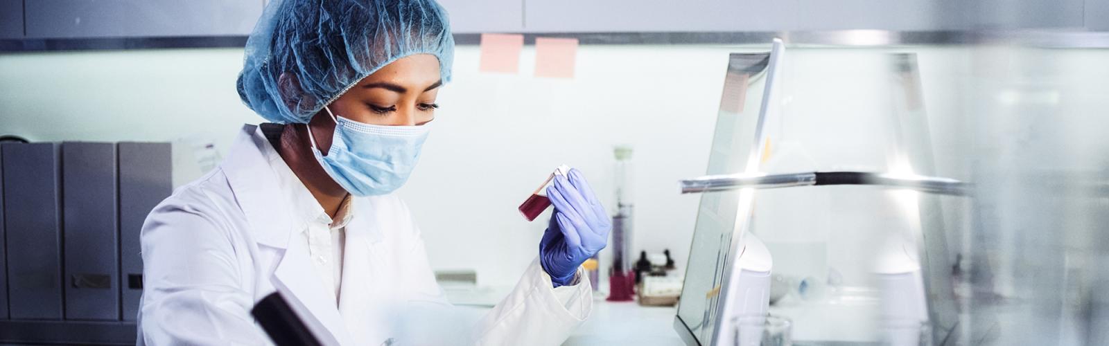 Young woman during virus lab tests