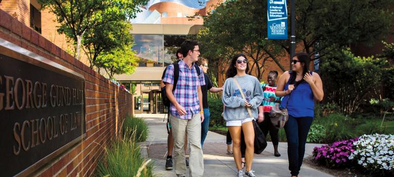 Law students leaving class on campus