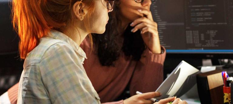 Two female data science students 