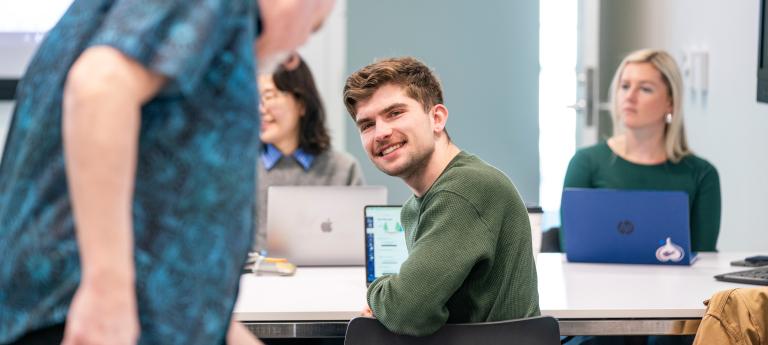 Nursing students sitting in class