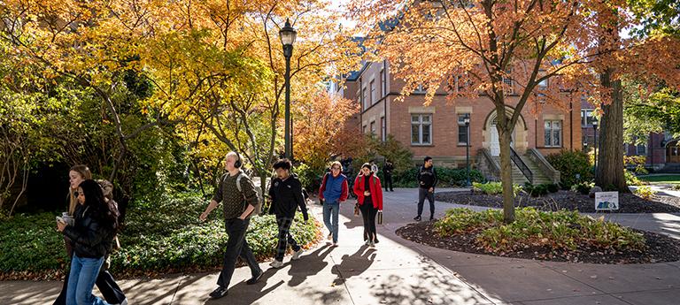 Students walking on CWRU campus