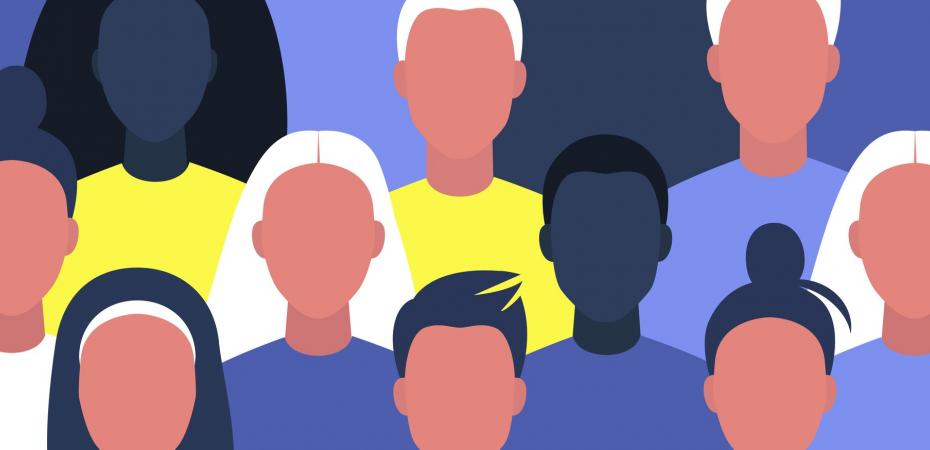 Abstract image of different people standing together