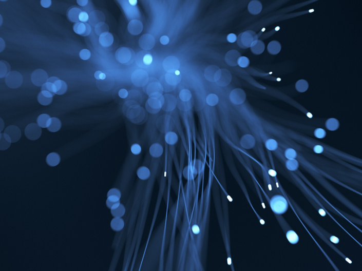 Fiber-optics on a blue background