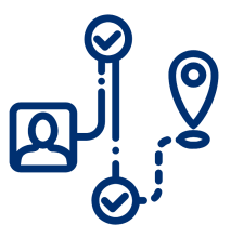 Learning Pathway Icon with person, check marks and map pin drop