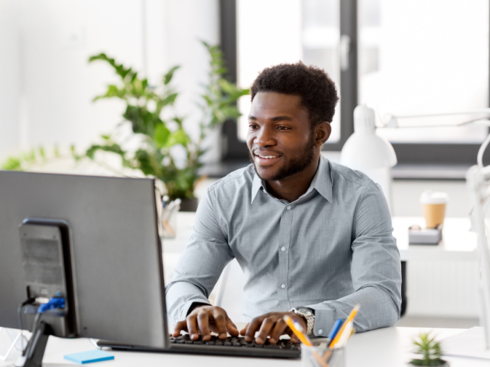 Man sitting at computer