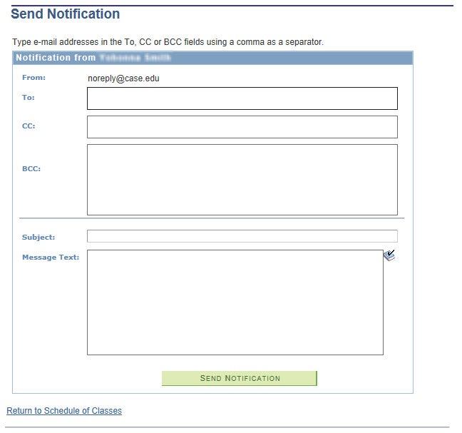 Sending notifications to the students enrolled in the class.