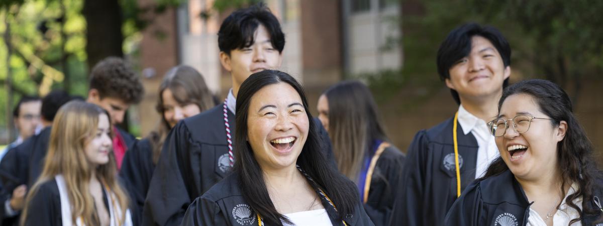 A group of graduates in procession.