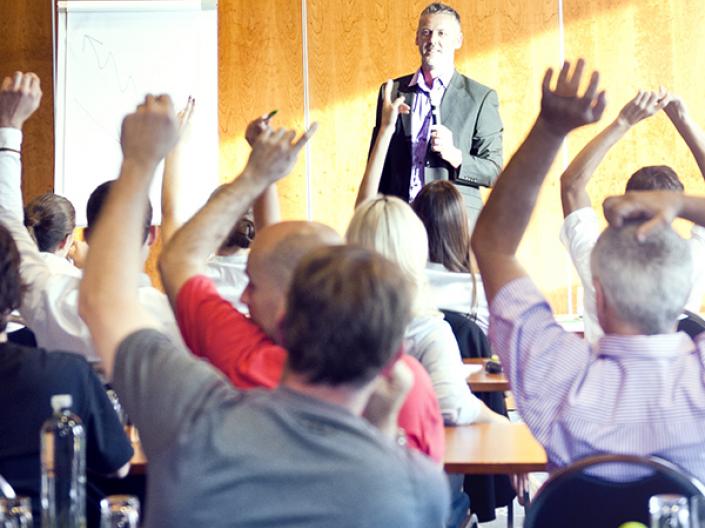 adults learning in a classroom