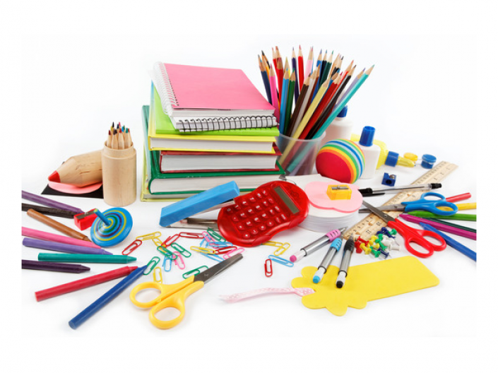 A mix of school supplies