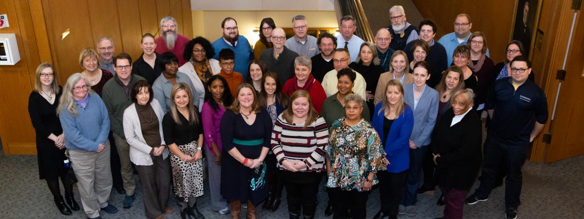 A group photo of the 2019-2020 Staff Advisory Council membership.