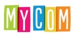 Colorful logo that read MYCOM