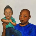 Hand-drawn illustration of a Black father and his child 