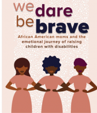 Book cover of "We Dare Be Brave" with a stylized image of three Black women with their arms linked
