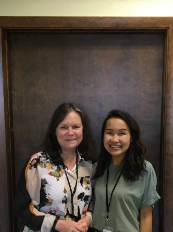 Grace Chu (right) with externship supervisor Joan Englund (left), Mental Health and Addiction Advocacy Coalition