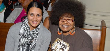 Two people celebrating think tank