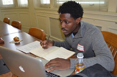 Student studying in front of computer