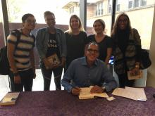 Photograph of CWRU students with author Bruce Western