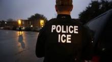 Image of ICE agent waiting outside a home
