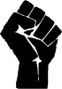 Image of a clenched fist raised in protest