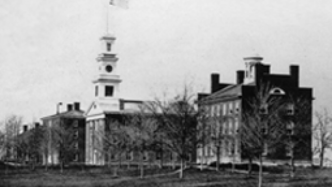 black and white image of CWRU campus