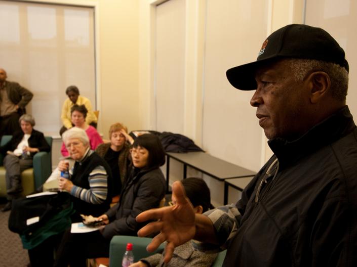 Man speaking at meeting