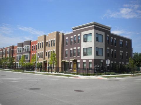 Modern buildings on corner