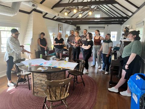 Group of people in a large room