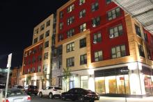 Large modern red and cream building