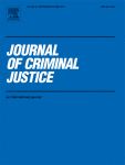 Image of cover of journal of criminal justice in white letters on blue background