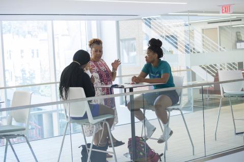 Registrar talks with students