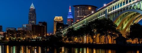 Cleveland bridge at night