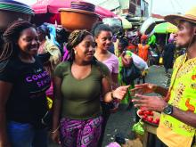 Students in Ghana market