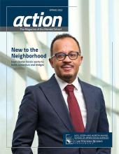 Cover of Spring 2022 Action Magazine with Dean Dexter Voisin standing
