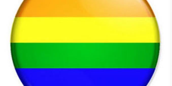 Image of Pride Circle, with colored bars in red, orange, yellow, green, blue and purple