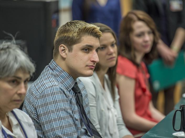 Students looking intently