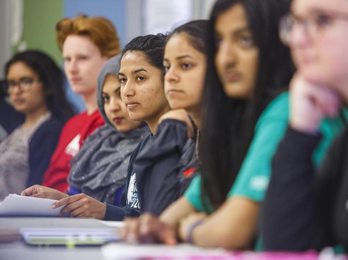 Students looking intently in class