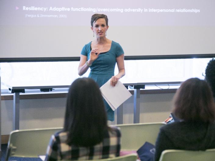 Faculty member instructing class
