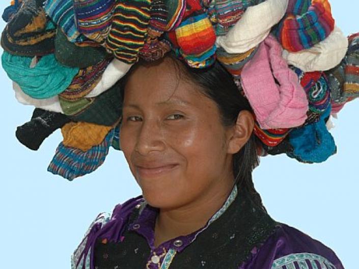 Young Mexican woman wearing stylized headdress