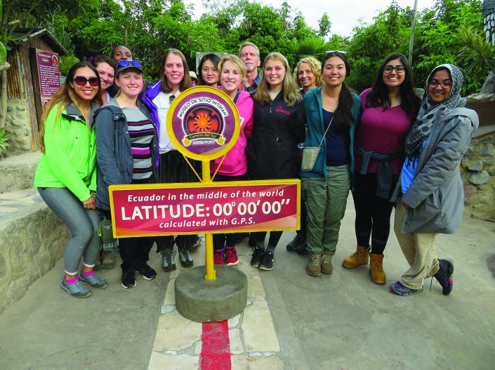 Students at the equator
